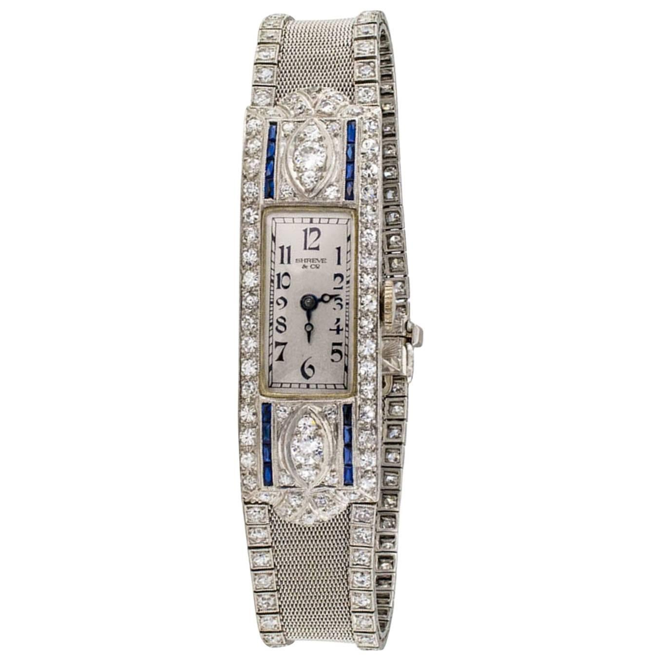 Shreve & Co. Ladies Platinum Diamond Wristwatch