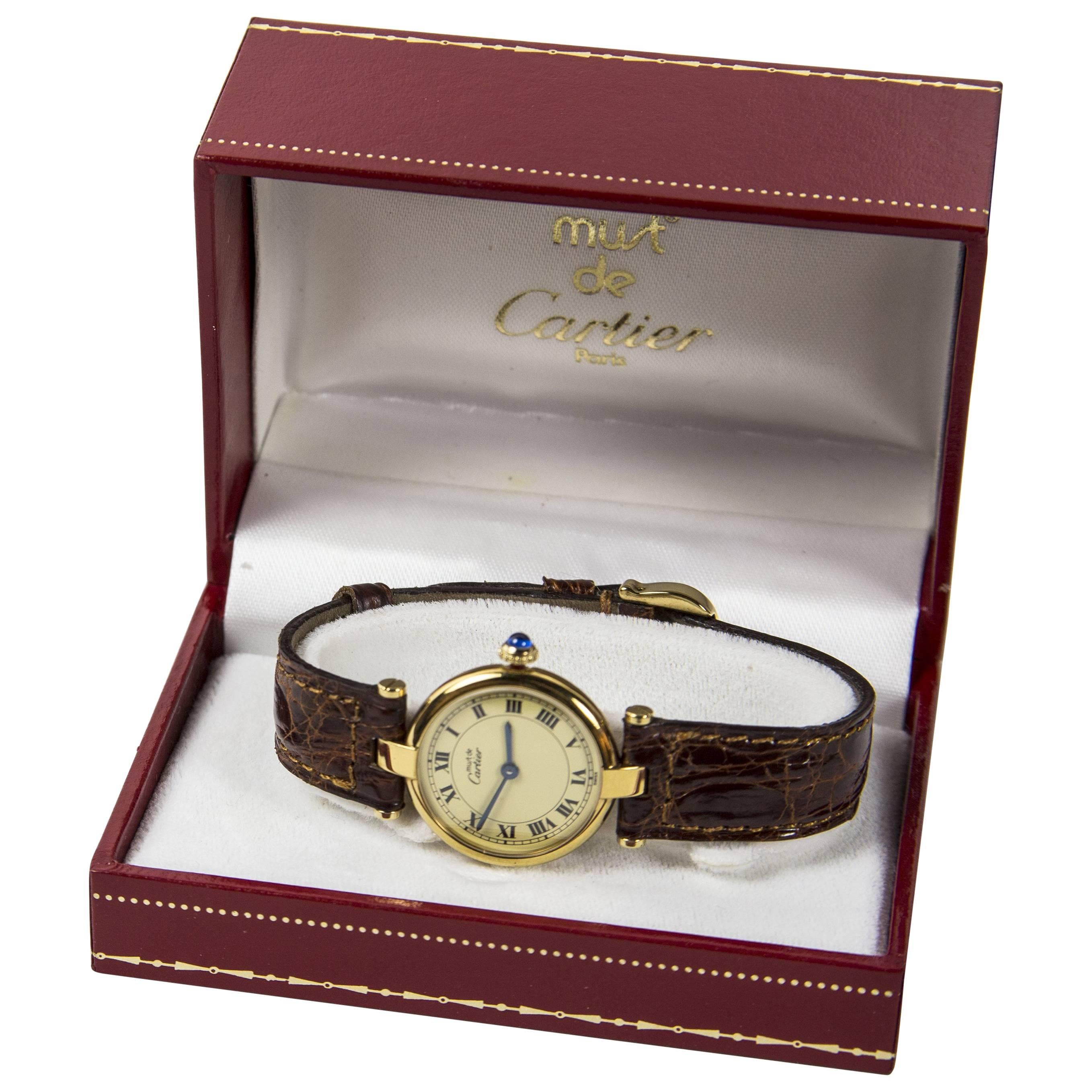 Cartier Ladies Must de Cartier Vermeil Sterling Silver Argent Quartz Watch