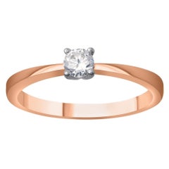 TJD 0,25 Karat Diamant 18 Karat Rose Gold Classic Schöner Solitär Ring
