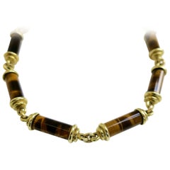 Gold and Tigers Eye Link Necklace