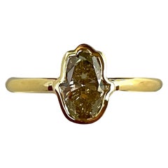 18K Yellow Gold Unique 1.09 Carats Hamsa Natural Diamond Ring