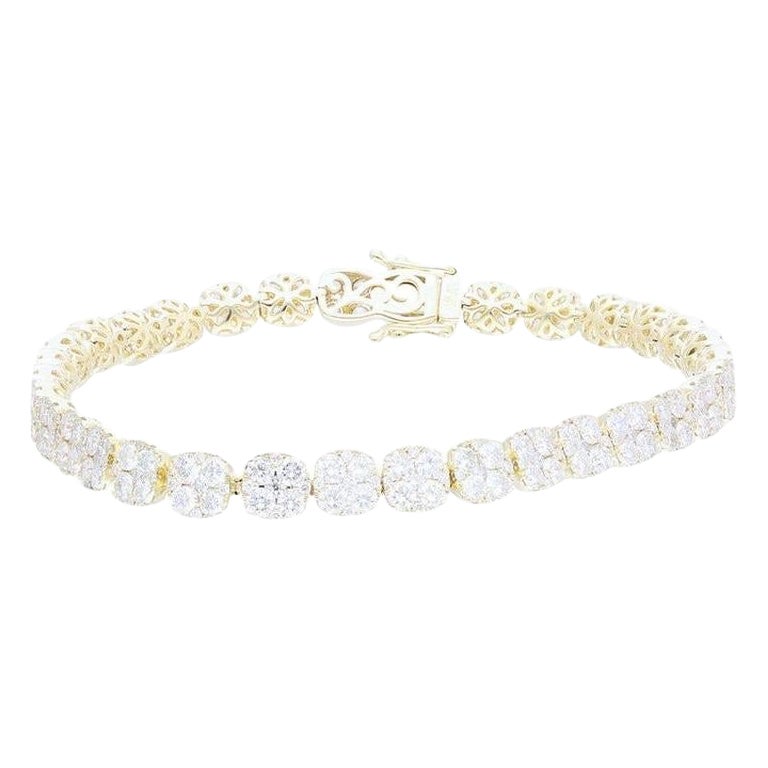 18 Karat Gelbgold Diamanten Kissen-Cluster-Armbänder - 7,5 Karat