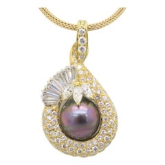 Tahitian Pearl & 4.22CTW Diamond Pendant Necklace