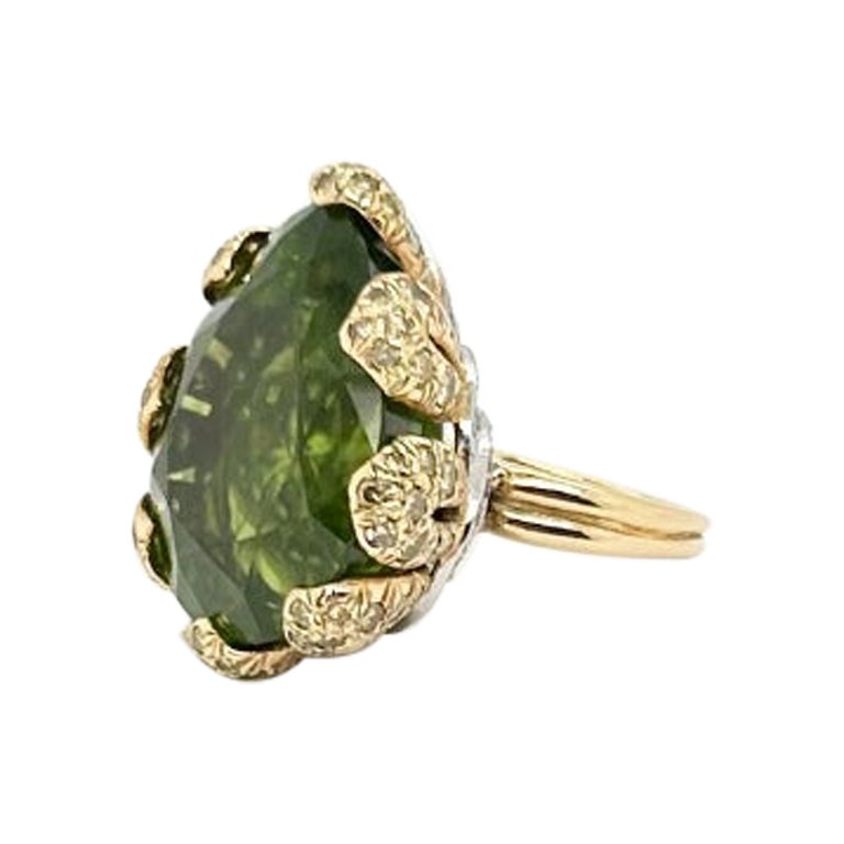 Vendura Platinum and 18k YG Peridot Ring