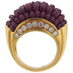 Ruby Diamond Gold Dome Ring