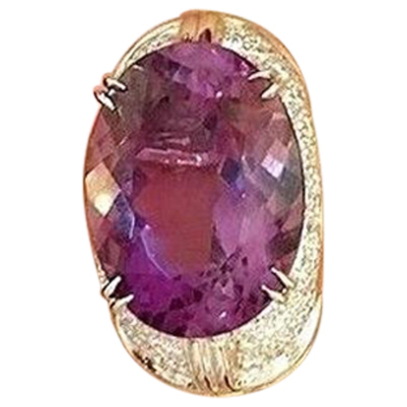 37.26 carat Oval Amethyst and Pave Diamond Earrings in 18K White Gold In Excellent Condition For Sale In La Jolla, CA