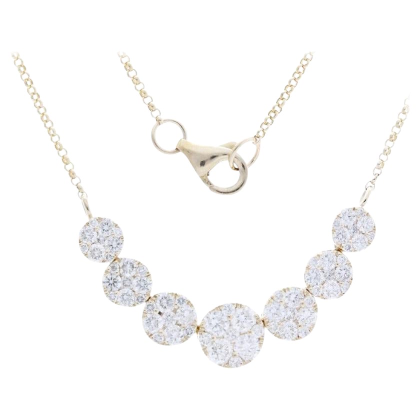 18 Karat Gelbgold Moonlight Kollektion Runde Cluster-Halskette - 1,25 Karat Diamanten im Angebot