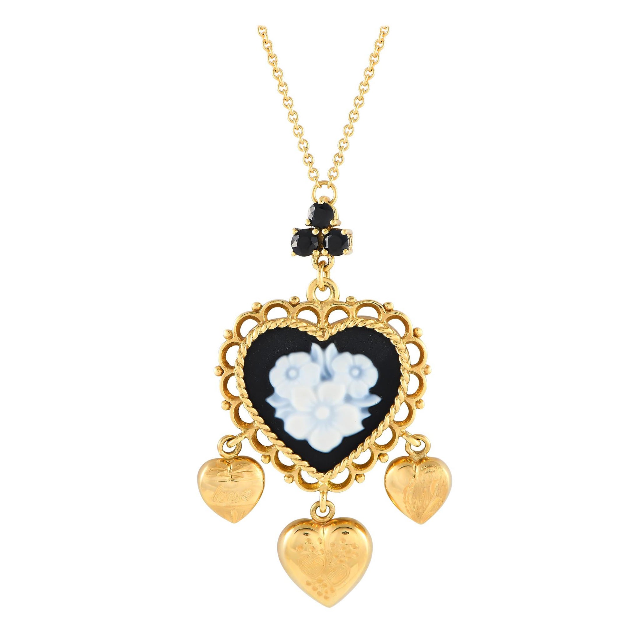 Dolce&Gabbana 18K Yellow Gold Sapphire and Black Jade Necklace
