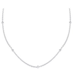 18K White Gold 0.39ct Diamond Station Necklace