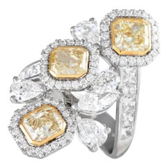 Salavetti 18K White Gold 5.70ct Diamond Cluster Bypass Ring
