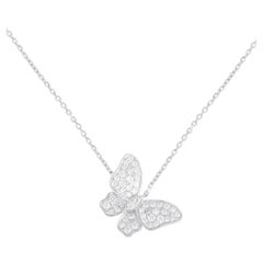 18K White Gold 0.65ct Diamond Butterfly Necklace