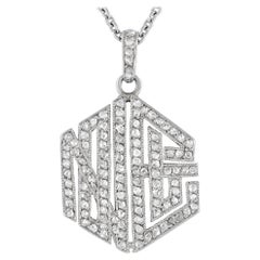 Collana con ciondolo in platino e diamanti vintage di Cartier