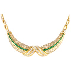 18K Yellow Gold 11.0ct Diamond and Emerald Necklace