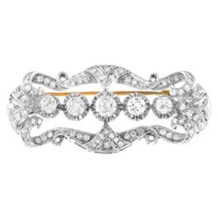 Antique 18K White and Yellow Gold 2.65ct Diamond Brooch