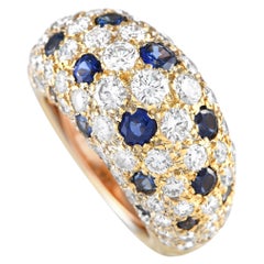 Van Cleef & Arpels Vintage 18K Yellow Gold 3.75ct Diamond and Sapphire Ring