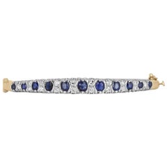 4.55tcw Sapphire & Diamond 14K Bangle Bracelet Estate Sapphire Bangle Diamond