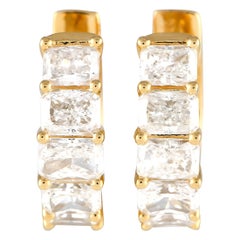 18K Yellow Gold 2.05ct Diamond Hoop Earrings