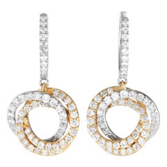 18K White and Yellow Gold 1.0ct Diamond Drop Earrings