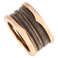 Bvlgari B.zero1 18K Rose Gold and Brown Marble Ring
