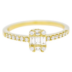 Natural Diamond 0.40 carats 18KT Yellow Gold Cluster Engagement Ring