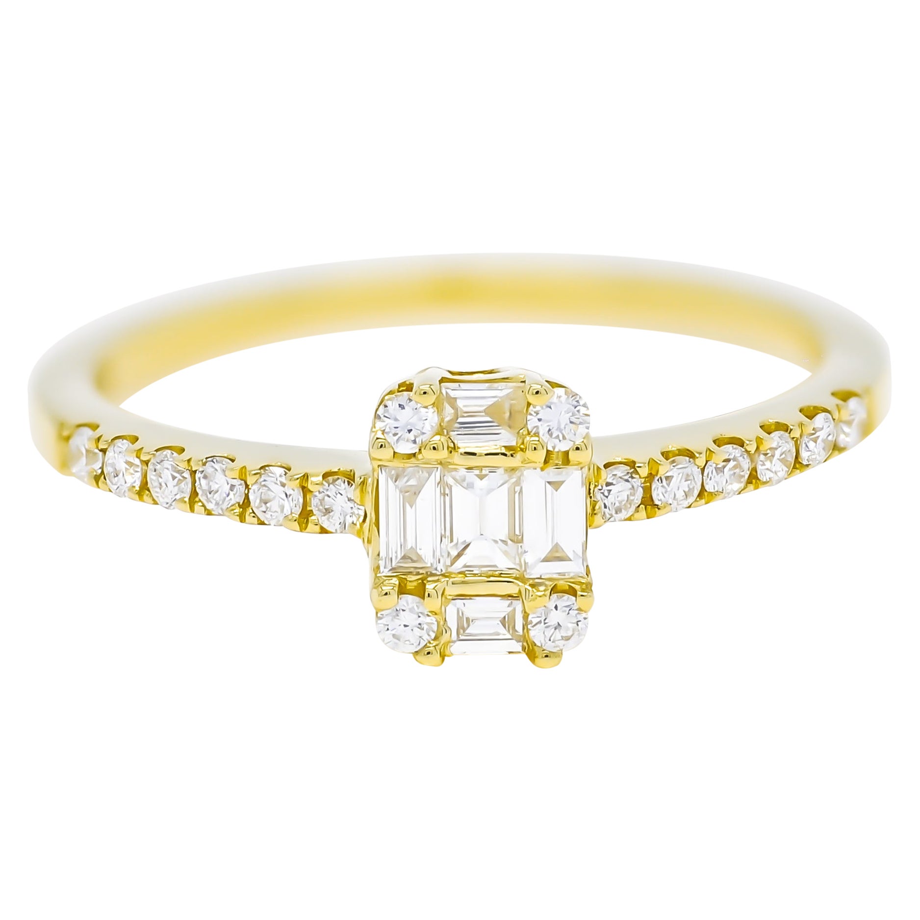Verlobungsring, natürlicher Diamant 0,40 Karat 18KT Roségold Cluster