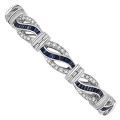 7.88tcw 14K White Gold Sapphire & Diamond Bracelet Luxury High Quality Sapphire