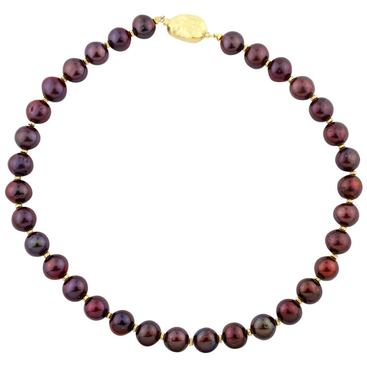 Gemjunky Unique Chocolaty Wine-Colored Cultured Pearl Necklace