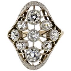 Outstanding Antique Diamond and Silver Topped Yellow Gold Ring