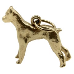 Breloque Vintage en or 14K pour chien Boxer debout