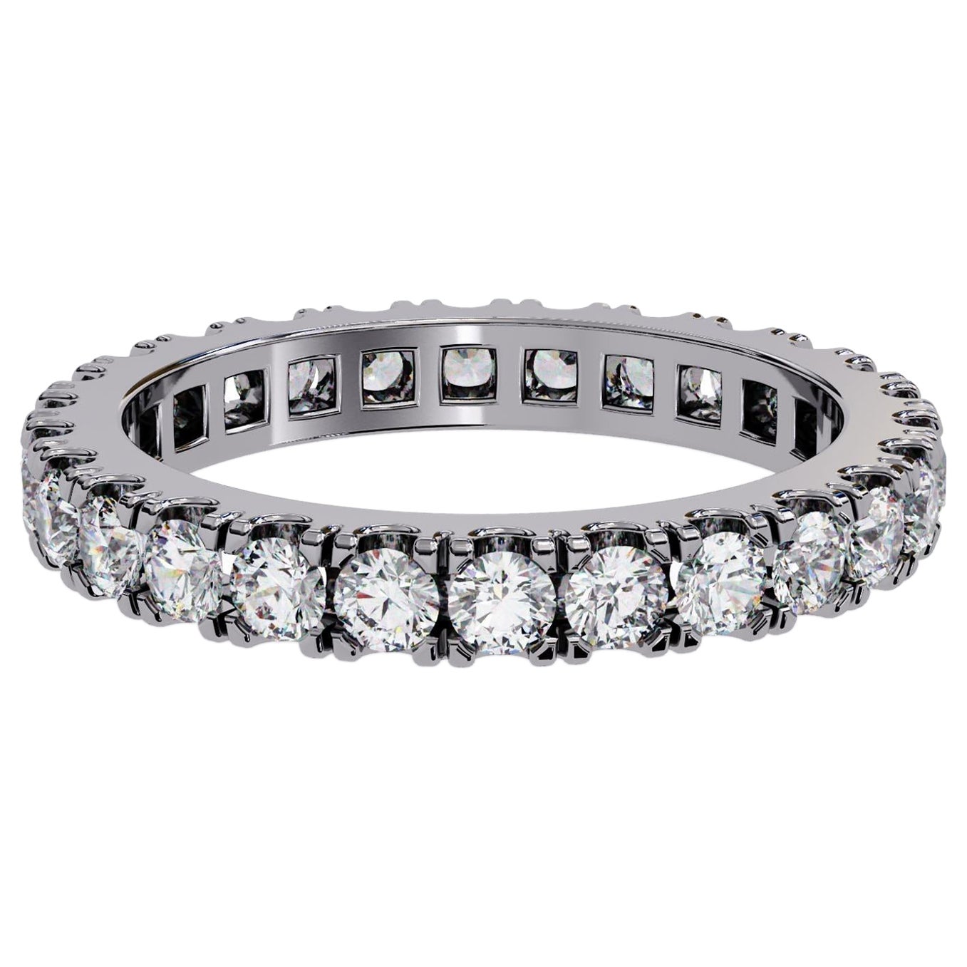 Alliance d'éternité en or massif 14 carats avec diamants ronds de 1 1/3 carat en vente 7