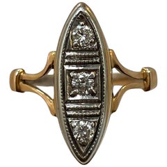 14K Three-Stone Russian Design Ring