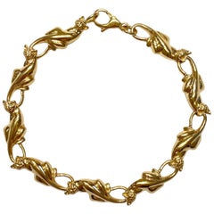 Vintage 14K Yellow Gold Cats Bracelet