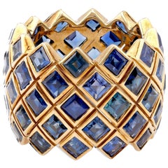 Vintage By 10 Carrs Zaffiro Taglio Carre Fascia d'oro giallo 18K
