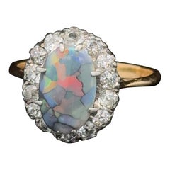 Antique opal and diamond ring