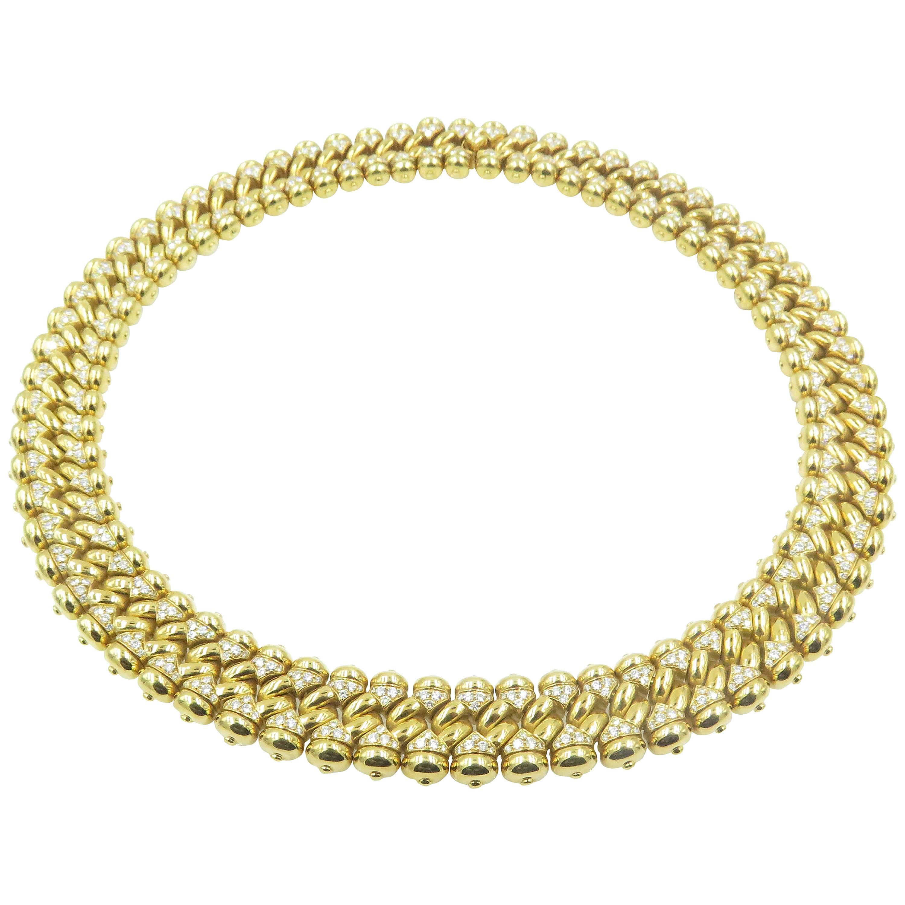 1980s Bulgari  Diamond gold Choker Necklace.