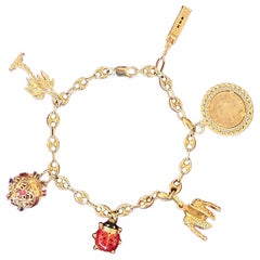 18K Gold and 14K Yellow Gold Vintage Charm Bracelet