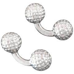 Vintage Hermès France  Silver Golfball Cufflinks