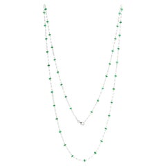JR 18karat White Gold Rose Cut Diamond Emerald Necklace