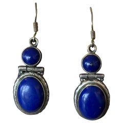 Pendientes de plata 925 con lapislázuli ovalado azul
