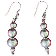 19th Century Graduated Ball Sterling Silver Earrings