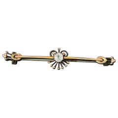 0.40 CTW Old European Cut Natural Diamond 14k Yellow Gold Pin