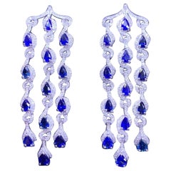 AIG Certified 8.00 Ct Ceylon Sapphires  2.20 Ct Diamonds 18k Gold Earrings