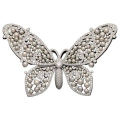 Tiffany & Co. Diamond and Keshi Pearl Butterfly Brooch Circa 2012