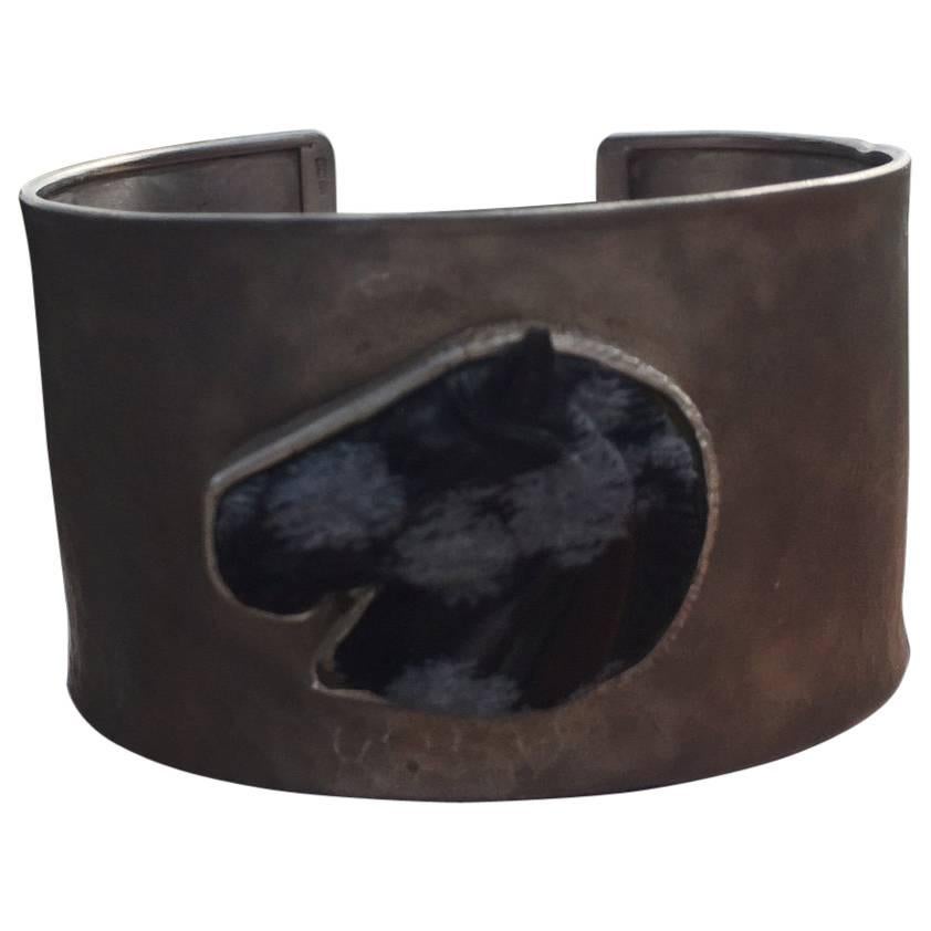 Sterling Silver Horse head Cuff Bracelet