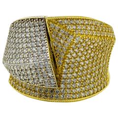 White & Yellow Gold Diamond Geometric Ring 10