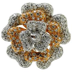 White & Rose Gold Diamond Petal Ring 7