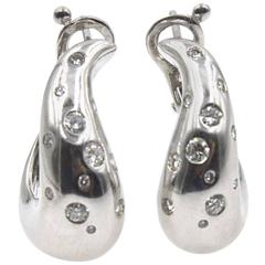 Fred Paris Diamond 18 Karat White Gold Half Hoop Earrings 3