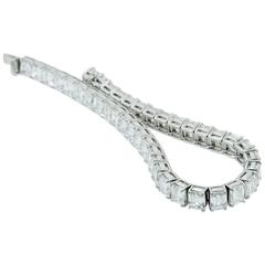 Used Harry Winston Emerald Cut Diamond Platinum Line Bracelet