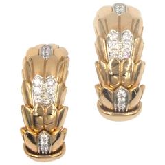 Roberto Coin Diamond 18 Karat Rose Gold Earrings