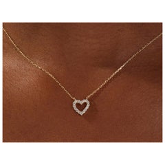 14k yellow gold Moissanite Heart Necklace  Anniversary Gift For Women.